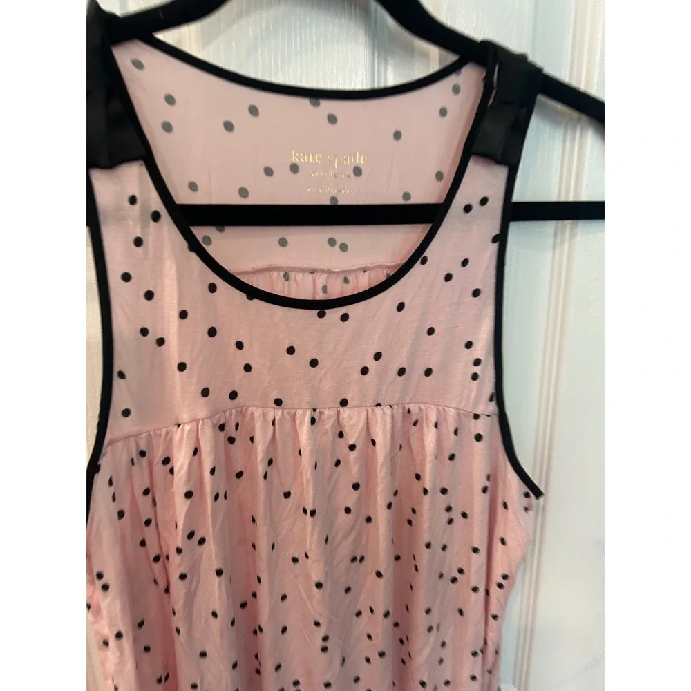 ❤️ Kate‎ Spade Nightgown Pink Polka Dot Bow Shoulder Modal Chemise Sleepwear S